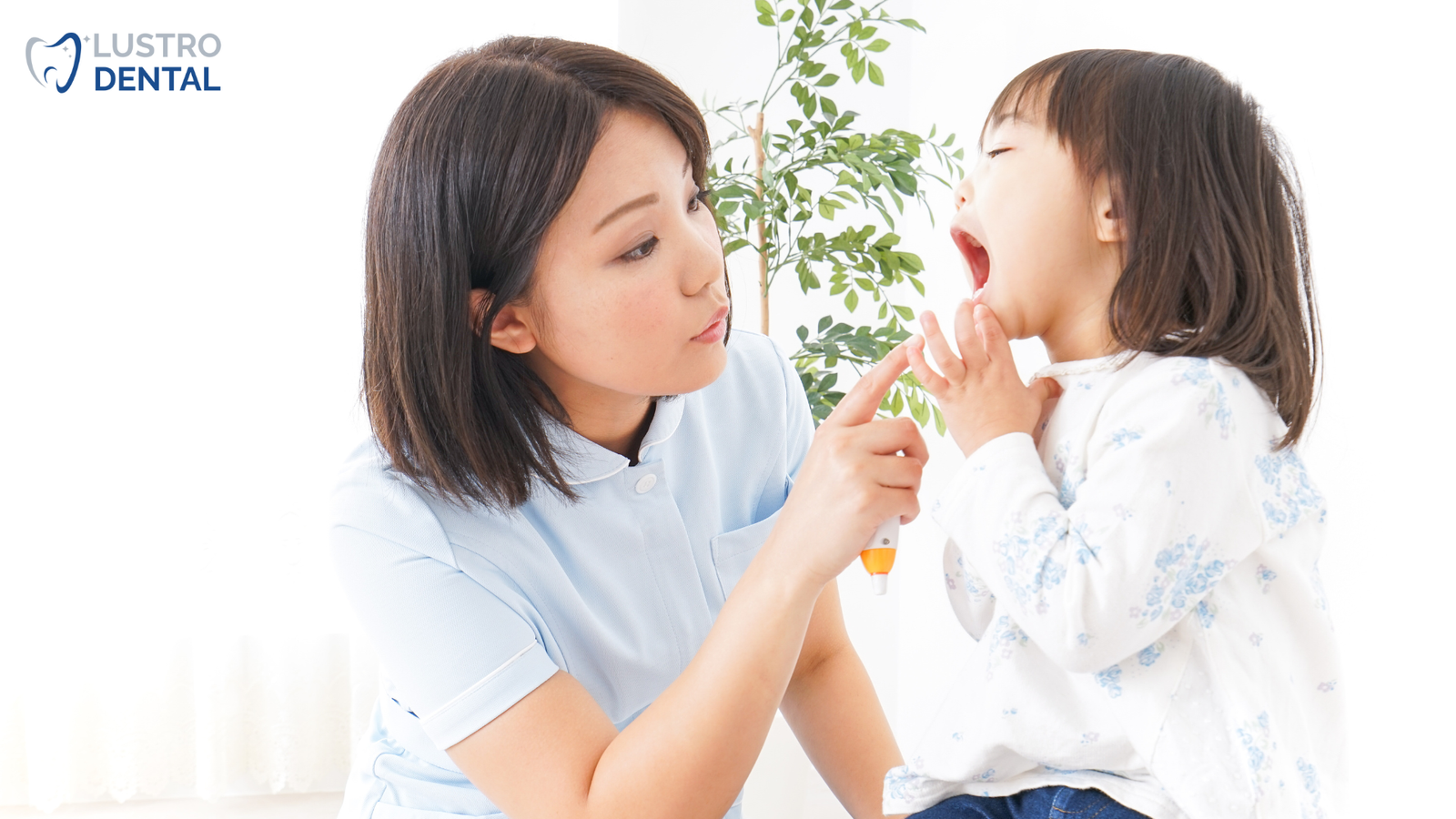 The knee-to-knee examination position allows the dentist to see the baby's mouth while the parent provides comfort and security.